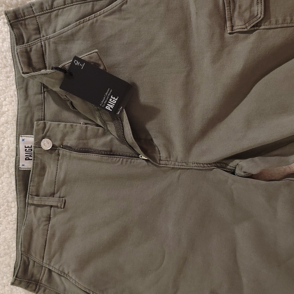 PAIGE Carly Wide Leg Cargo Pocket Jeans – Vintage Ivy Green, Size 32 (10-12) - Picture 2 of 16